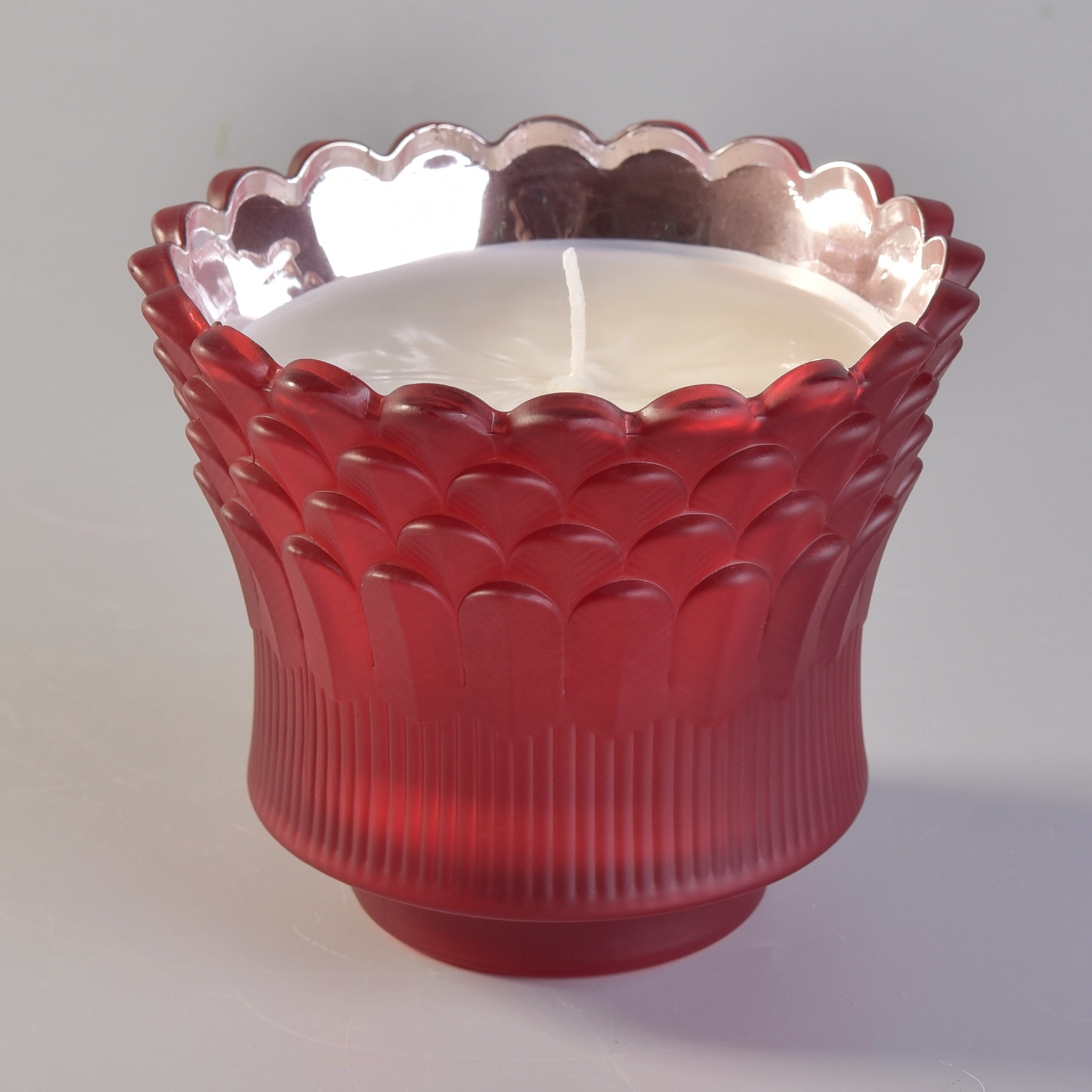 Suppliers feather design scented candles luxury glass candle holders