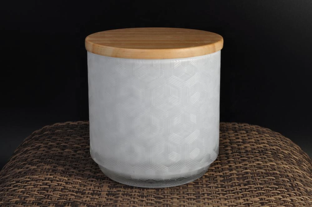 Luxury decorative colored candle jars glass with wooden lid