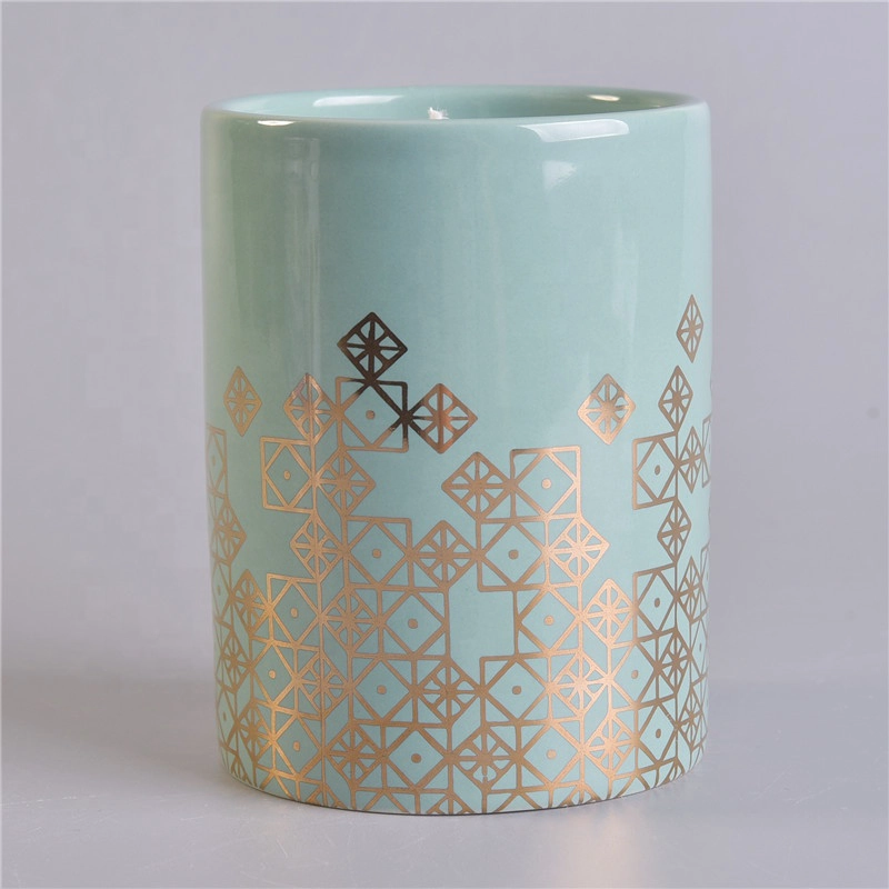 Sunny scent luxury design glod printing ceramic candle jars