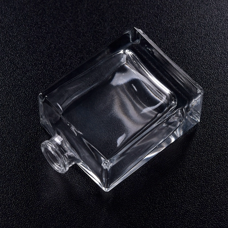 Transparent crystal square glass container double wall essential perfume spray bottle factory