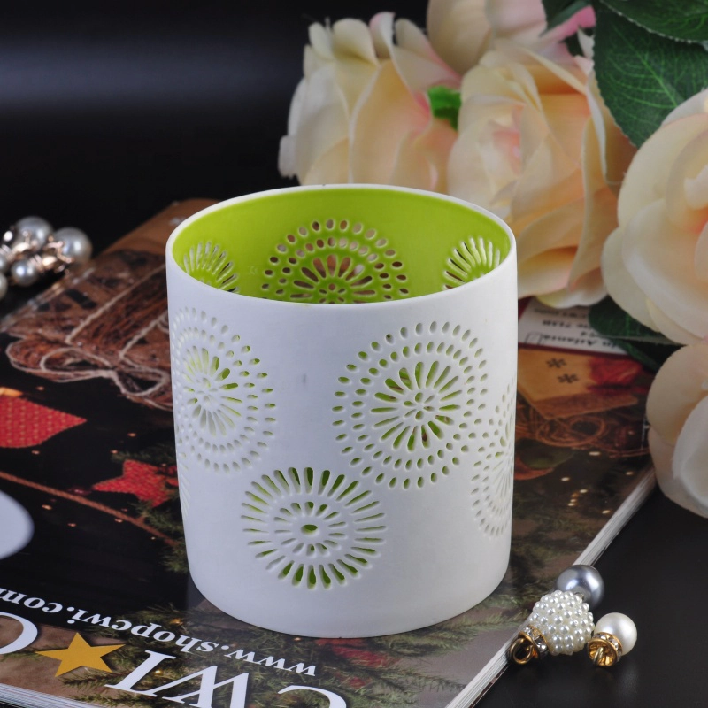 Cylinder White frosted tealight ceramic candle jars