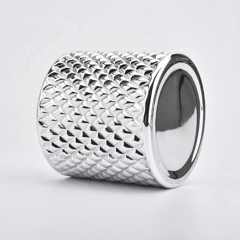 Electroplating silver home decoration candle vessel with lid