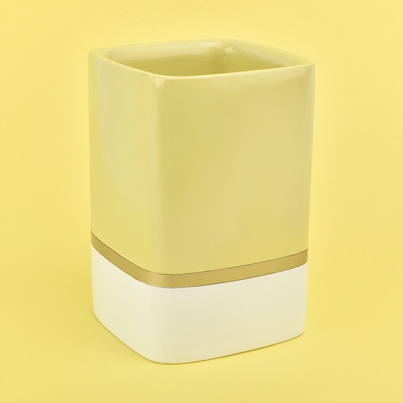 Luxury square plating ceramic candle jars home decoration wholesale  