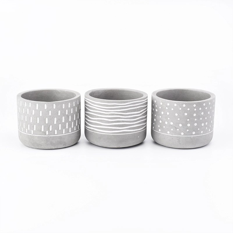 Empty customized glazed candle vessel cement candle container home deco