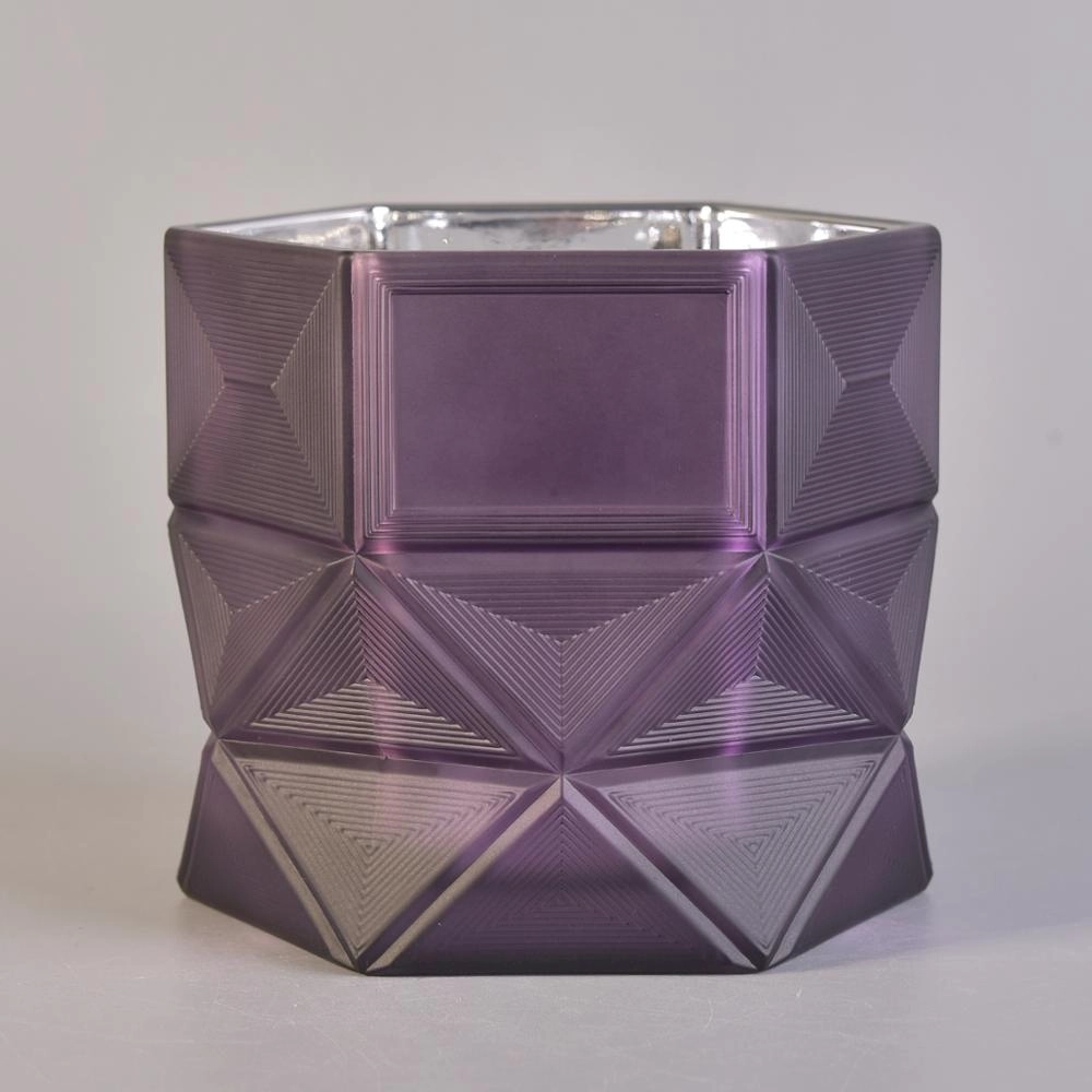 Luxury Hexagon votive holders glass candle jars home decor wholesale