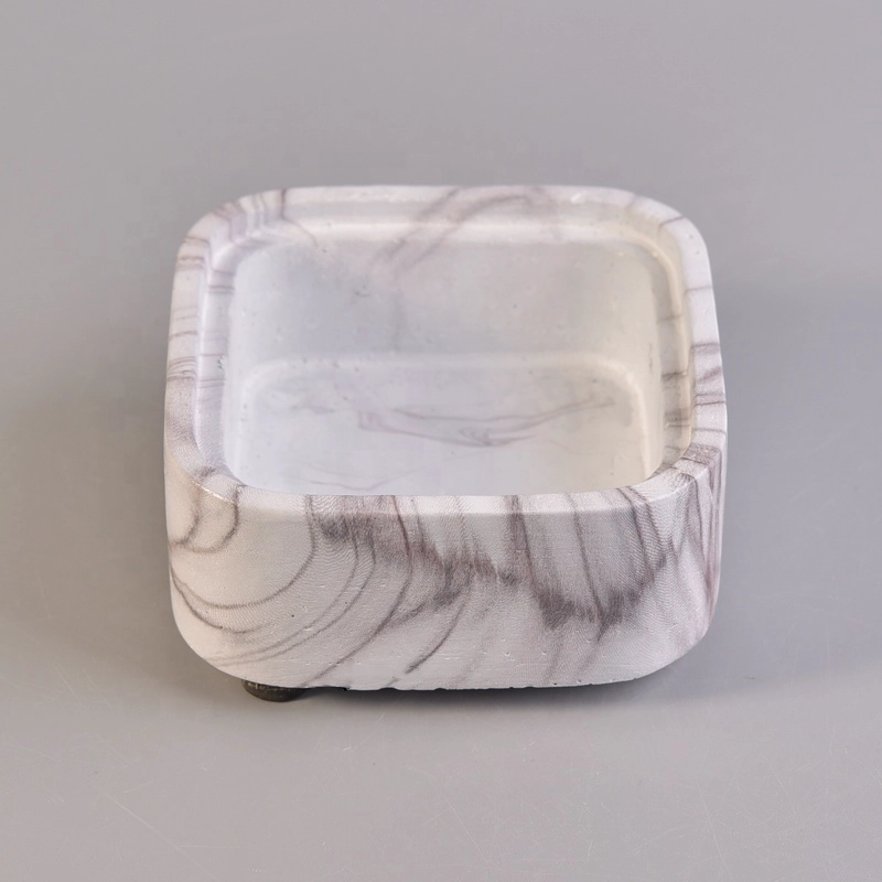Square concrete candle holder for home decor 