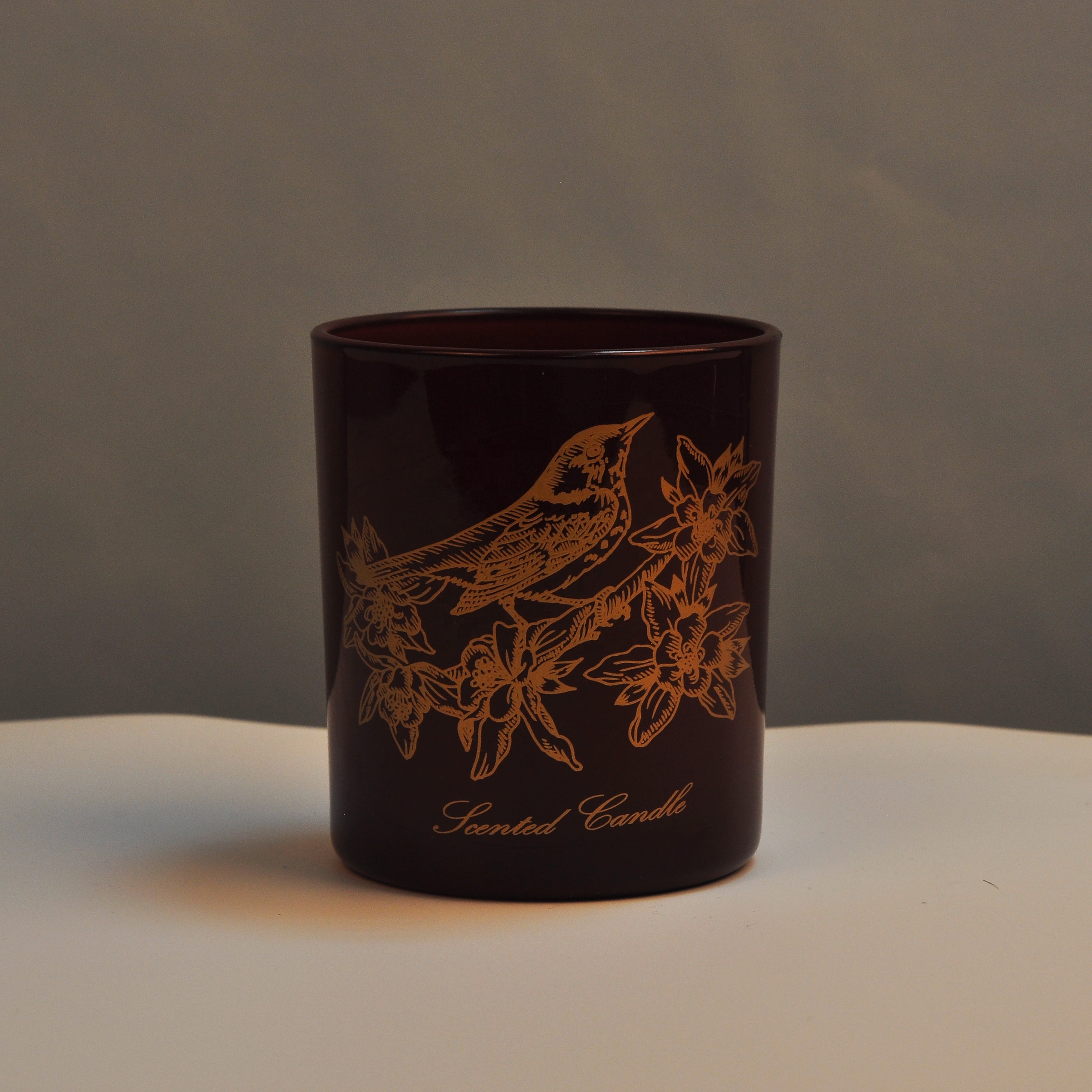 Bulk luxury logo printing cylinder glass candle holders 6oz 8oz 10oz