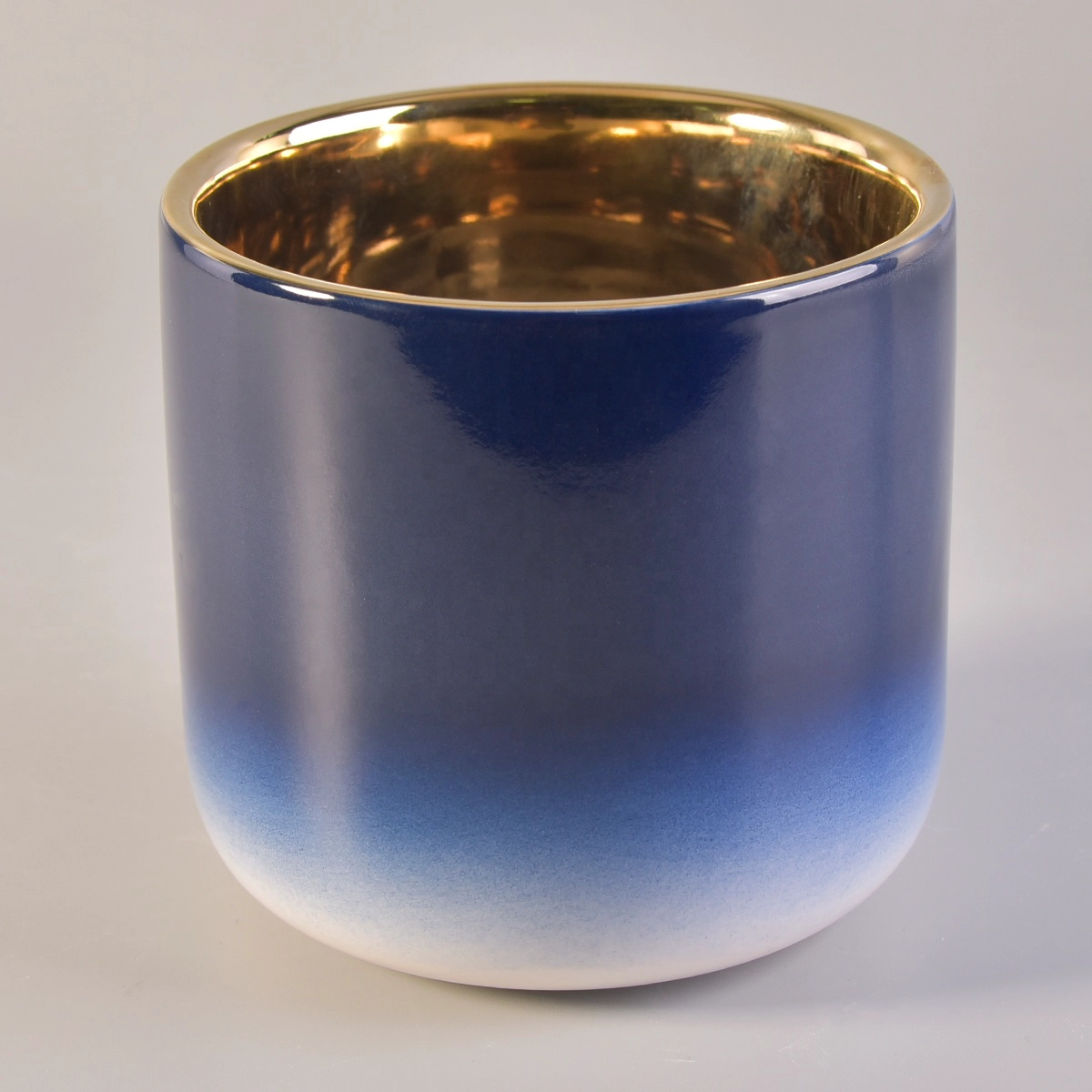 Wholesales electroplated inside decorative cylinder ceramic candle holder