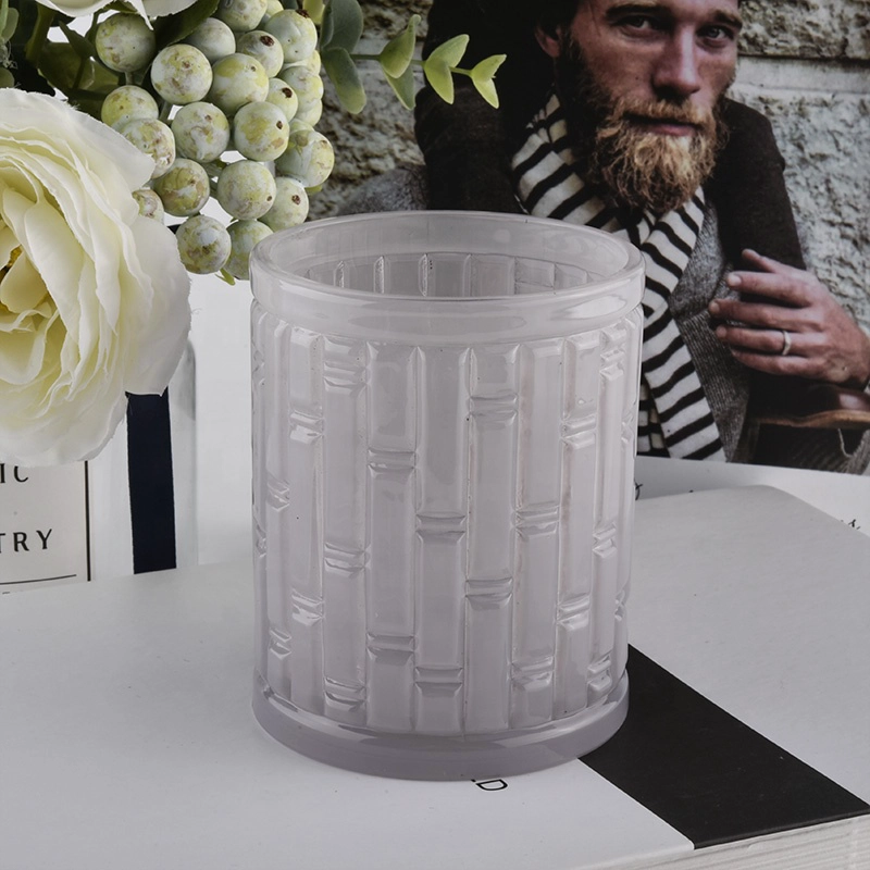 Factory Candle Holder ,Embossed Glass Vessel for Candle