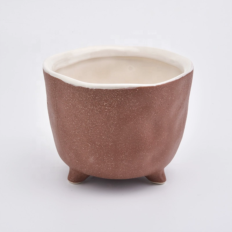 Decorating red candle jar ceramic round candle vessel wholesales