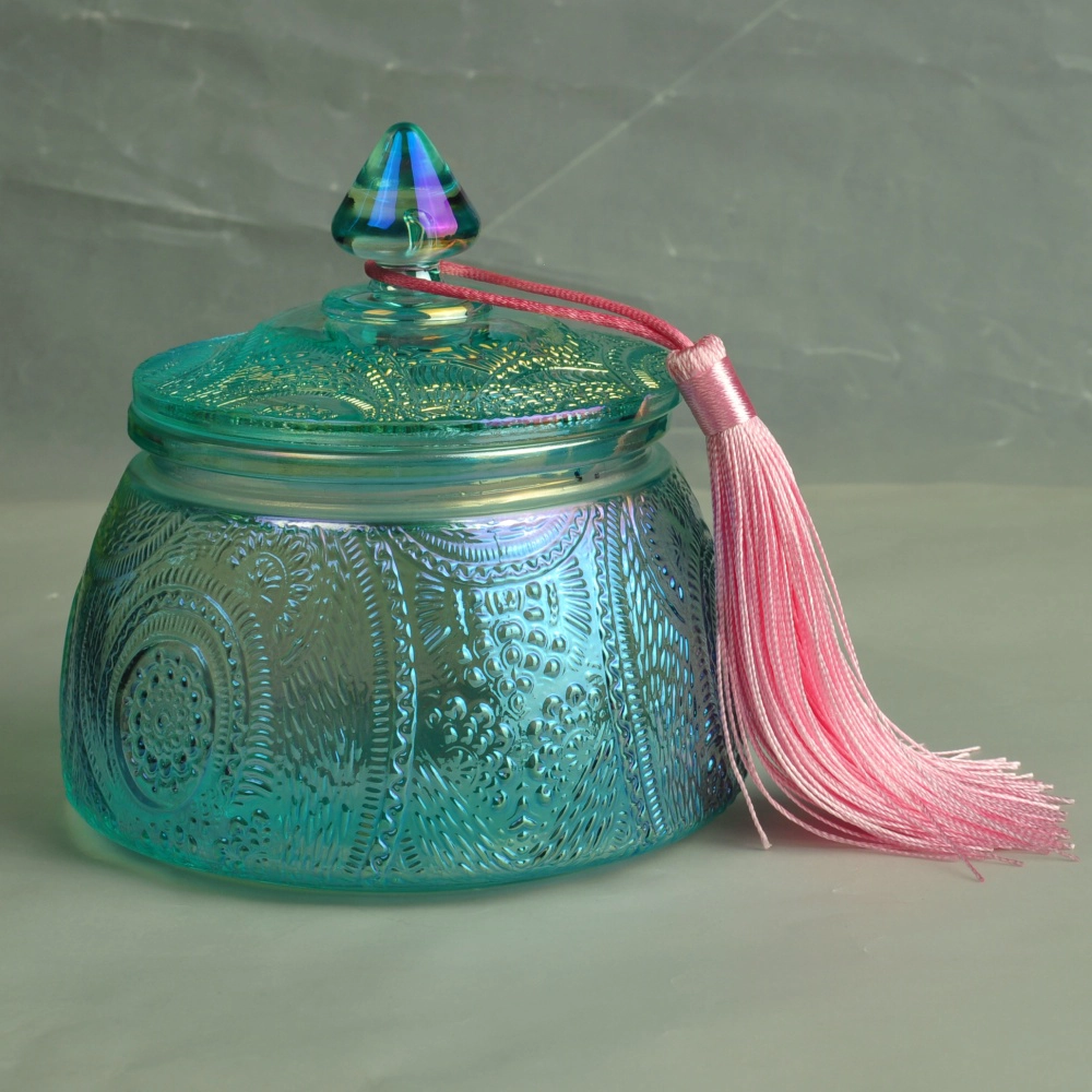Unique patent design luxury glass candle holders with lid