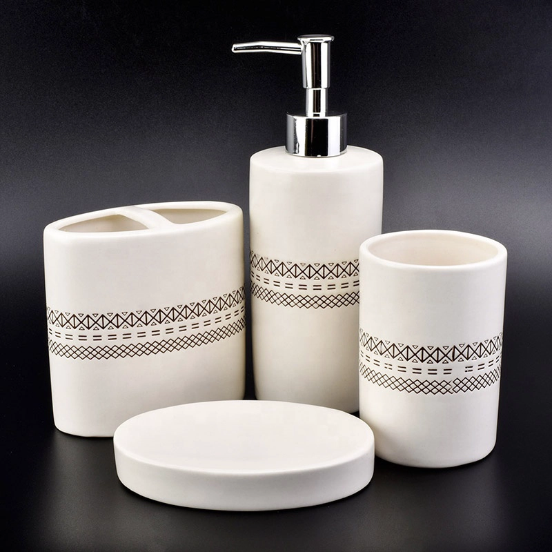 Home Accessories White Ceramic Bathroom Accessories Set of 4pcs for Home Bath Decor