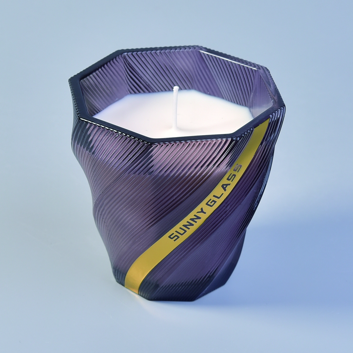 Sunny new design decorative amber glass jar candle container