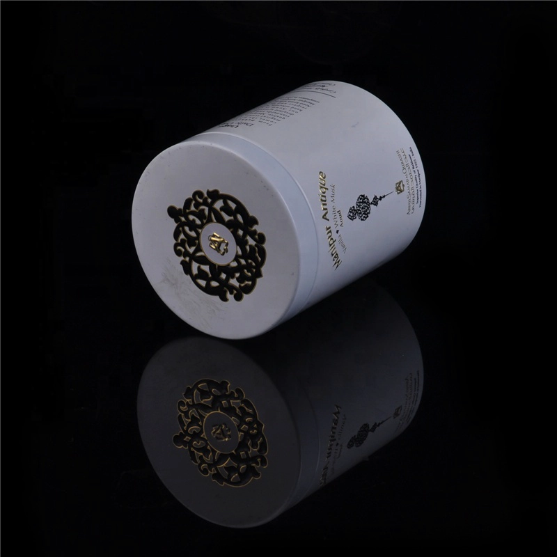 Logo printing luxury high metal tea candle holder with lid