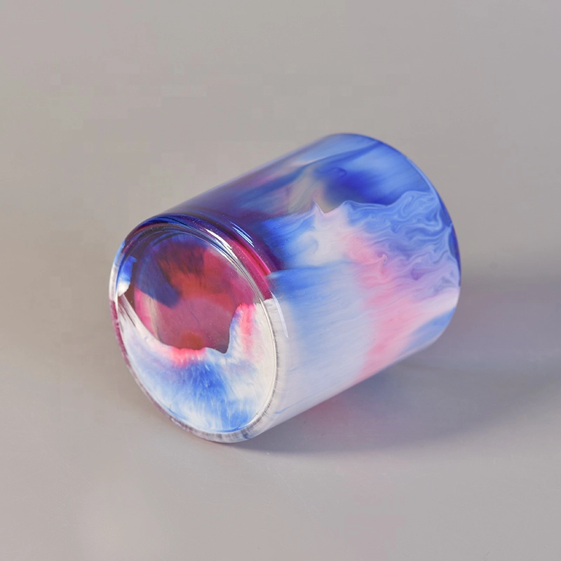 Cylinder colored glass candle tumblers 200ml