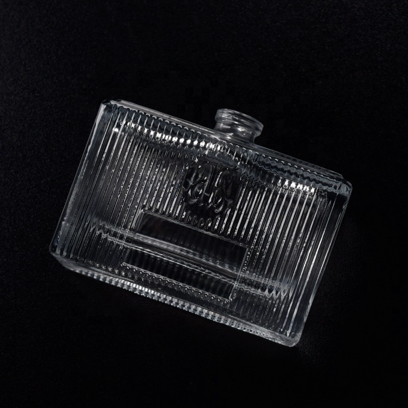 Transparent crystal square glass container double wall perfume spray bottle factory
