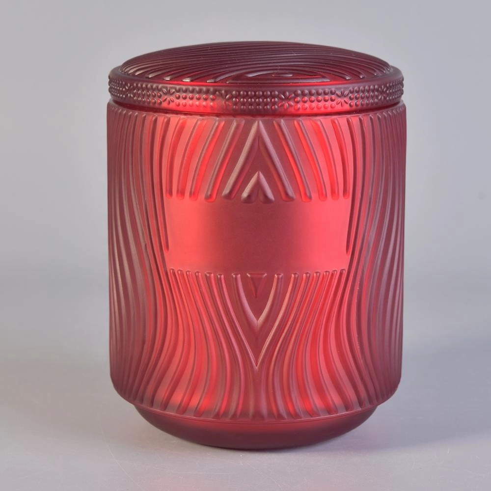 Luxury engraving candle bottle decorative glass jars lids in bulk