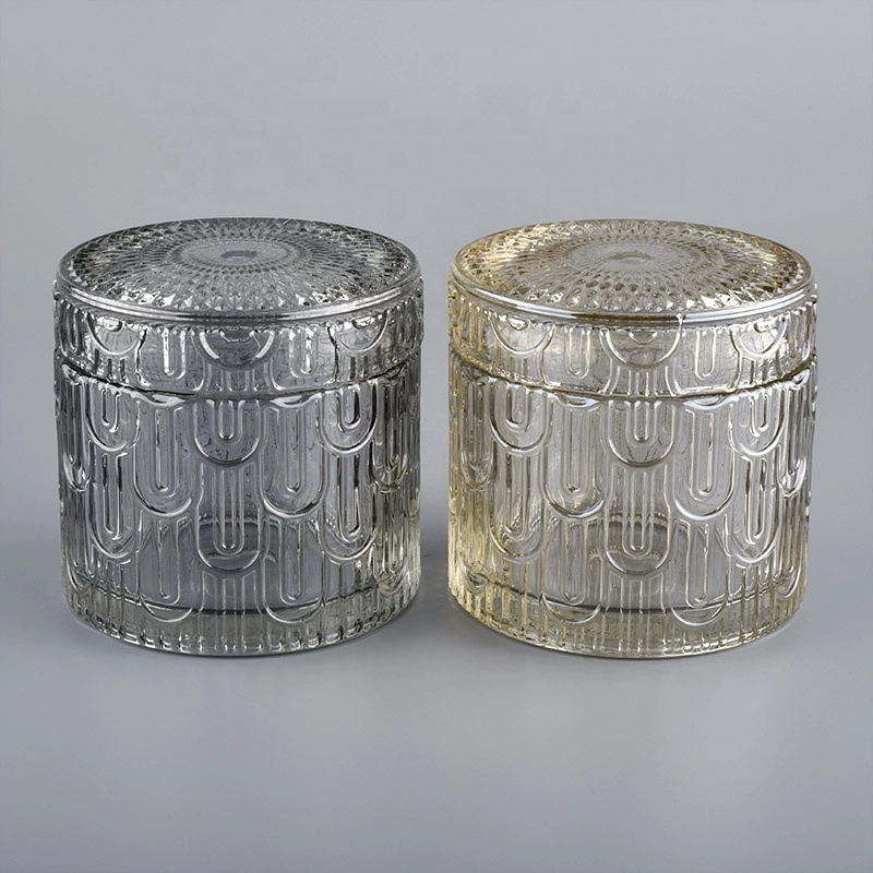 yellow iridescent glass candle jars with lid