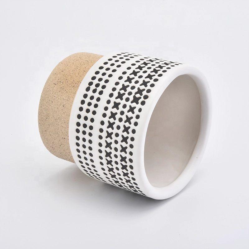 Custom empty decorative candle ceramic jar matte in bulk