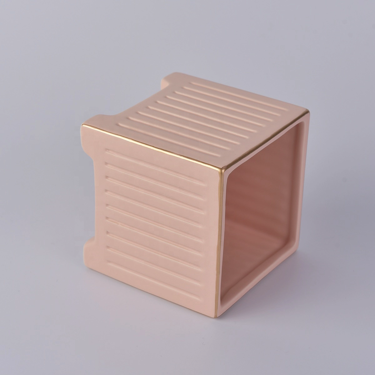 Sunny custom empty decorative pink square ceramic candle containers