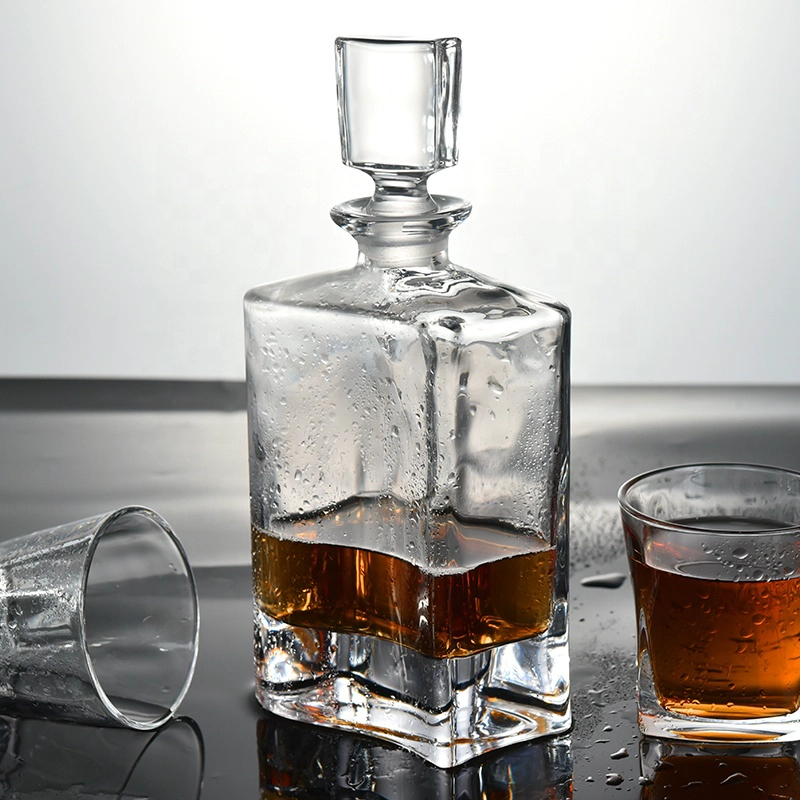 5 pieces Sunny square glass whiskey wine decanter bottle and cups sets