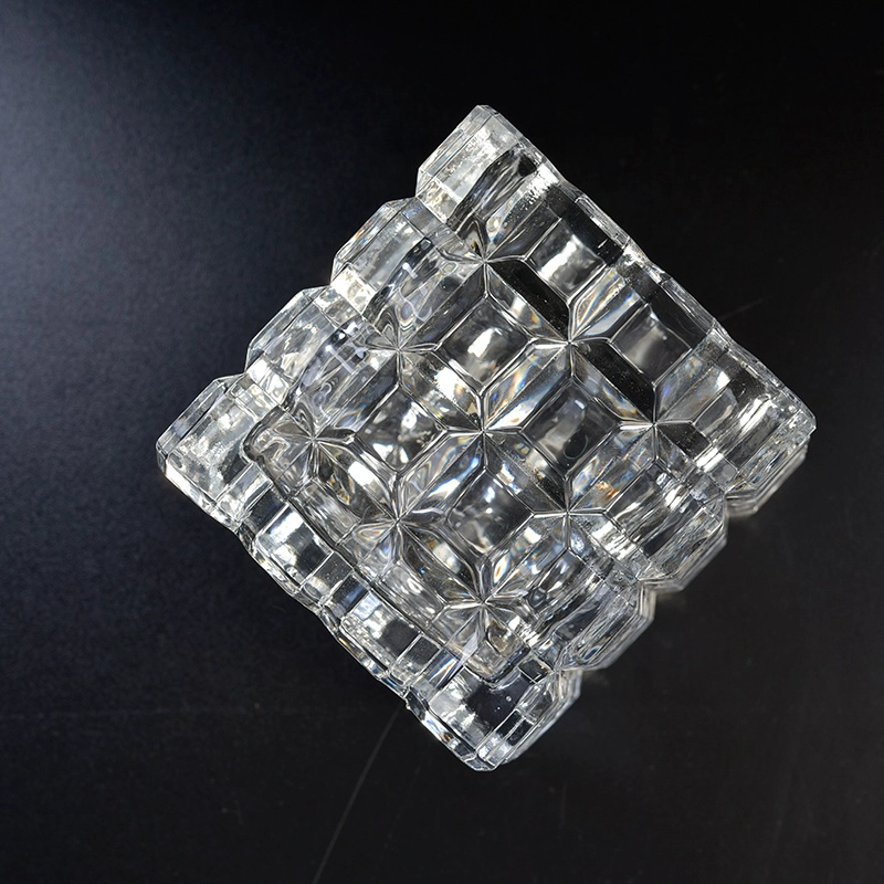 Luxury square jars for candle embossed glass candles jar