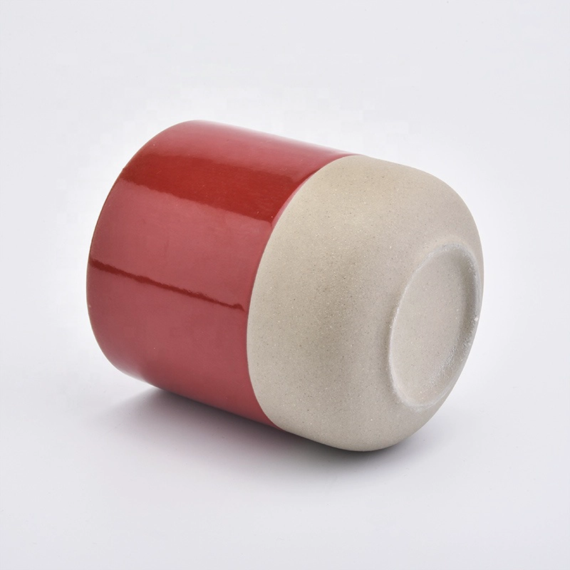 Newly ceramic red color jar wholesale ceramic candle holder