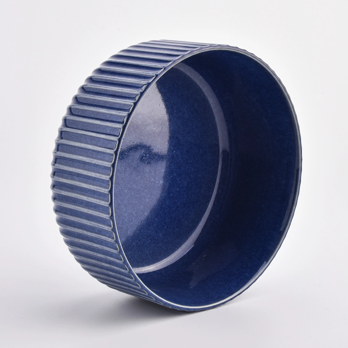 980ml blue ceramic cylinder candle jar empty home decoration for wholesale