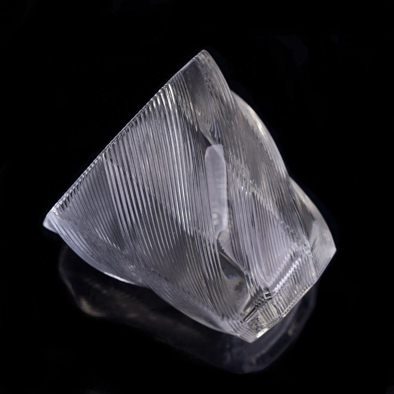 Wholesales crystal Polygon clear luxury glass candle holder vessel