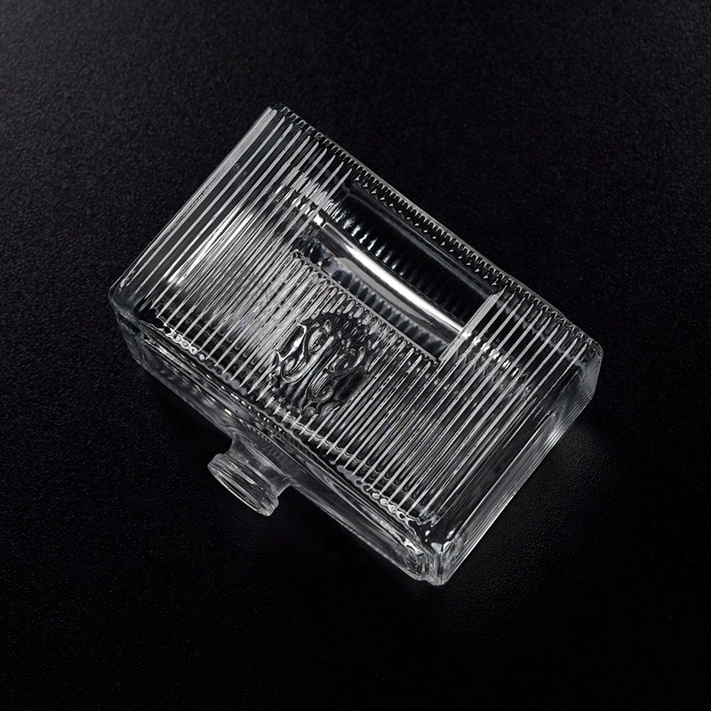 Transparent crystal square glass container double wall perfume spray bottle factory