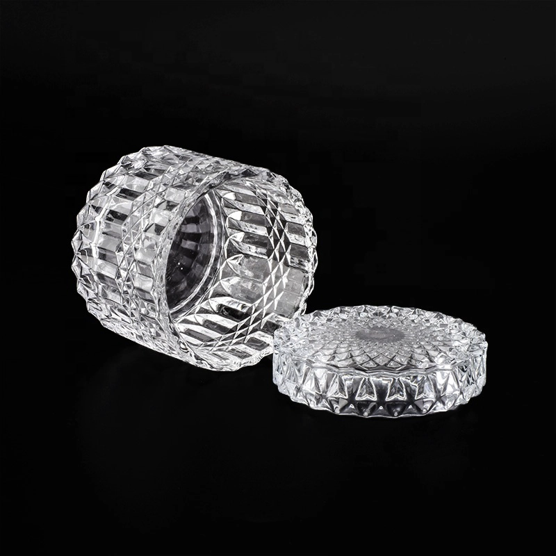 250ml Transparent decorative glass candle holder with lid custom wholesales