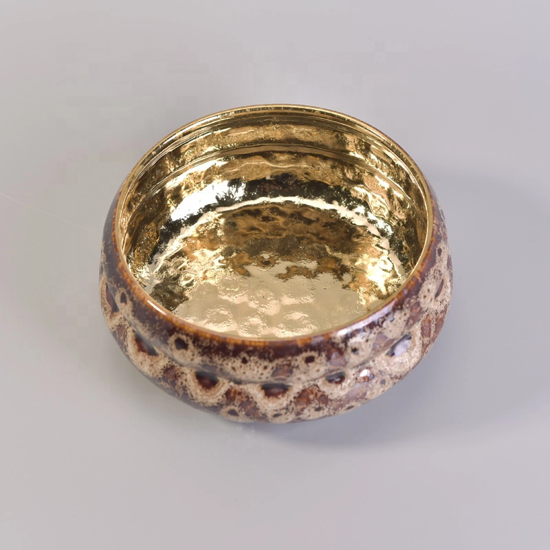Home decoration large luxury gold tealight ceramic candle jars