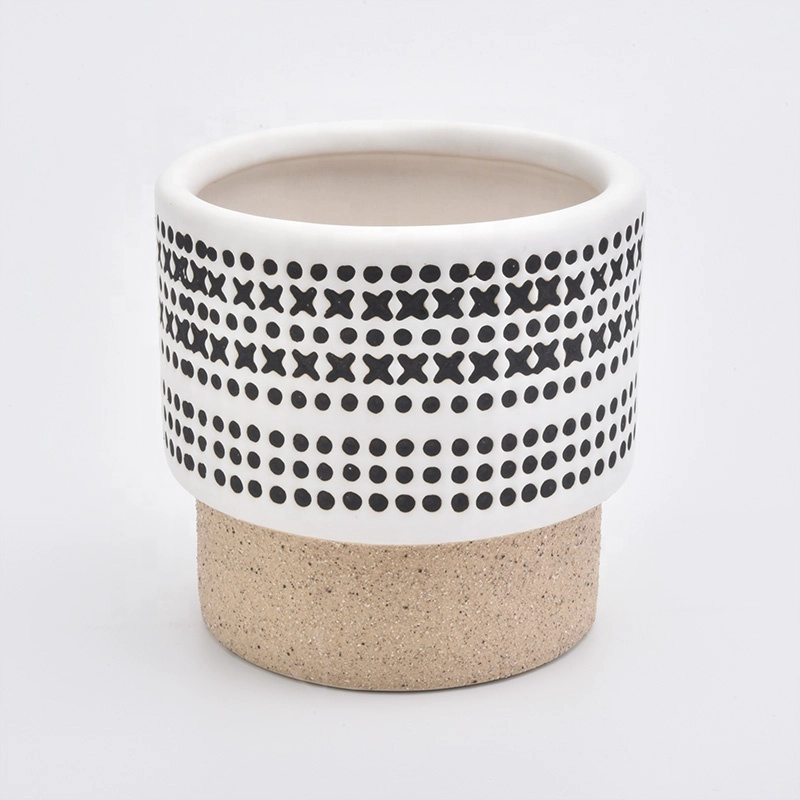 Custom empty decorative candle ceramic jar matte in bulk