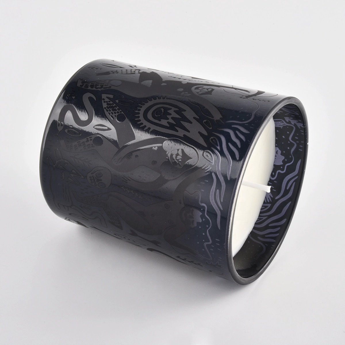 frosted black candle container matte 10oz decorative glass jar candle container