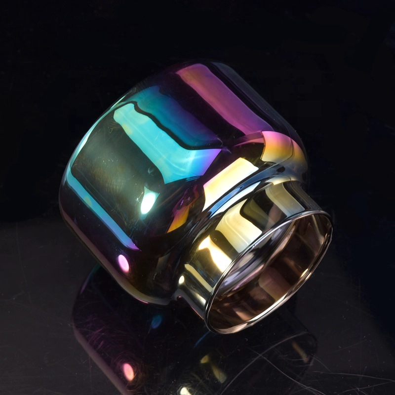 Handmade Electroplating iridescent jars for candle pillar glass candles vessels party decoration Use