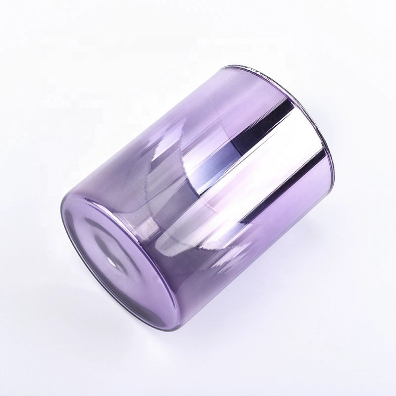 Purple candle cup pillar glass candle vessel supplier