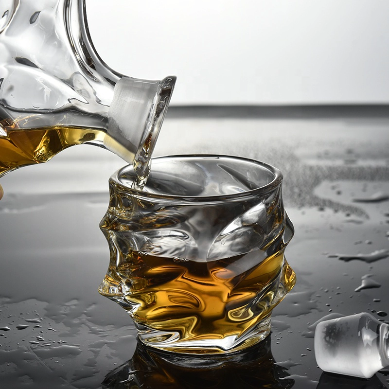 5 pieces Sunny twist crystal glass wine whiskey decanter cups sets