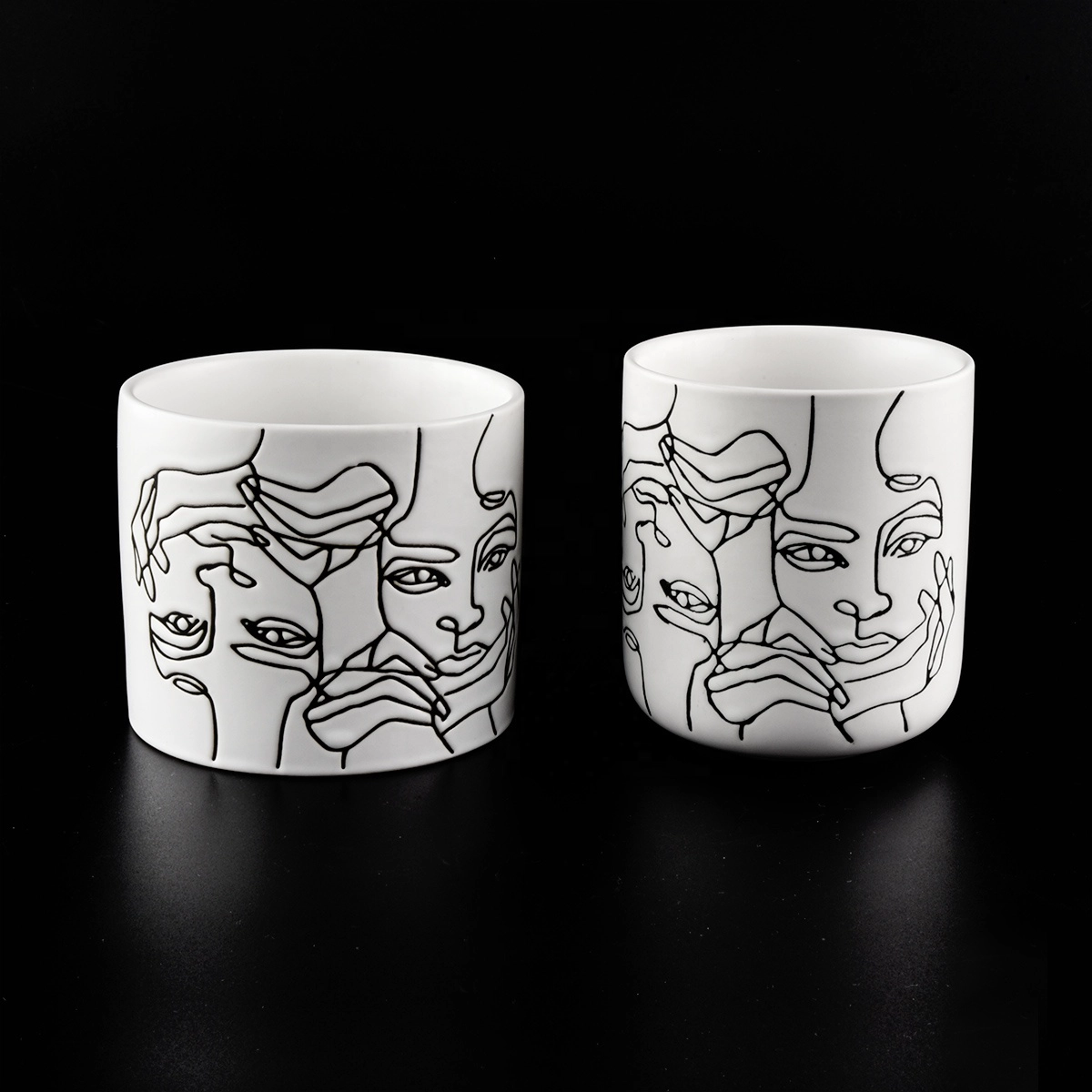 Luxury home decor ceramic white scented candle jar face candle jars