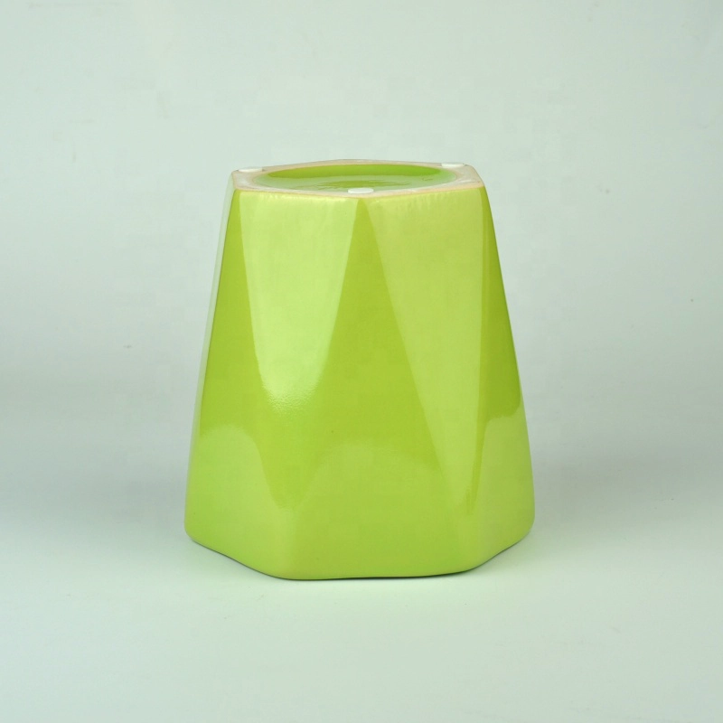 Classic fancy empty GEO vessels ceramic container candle jar