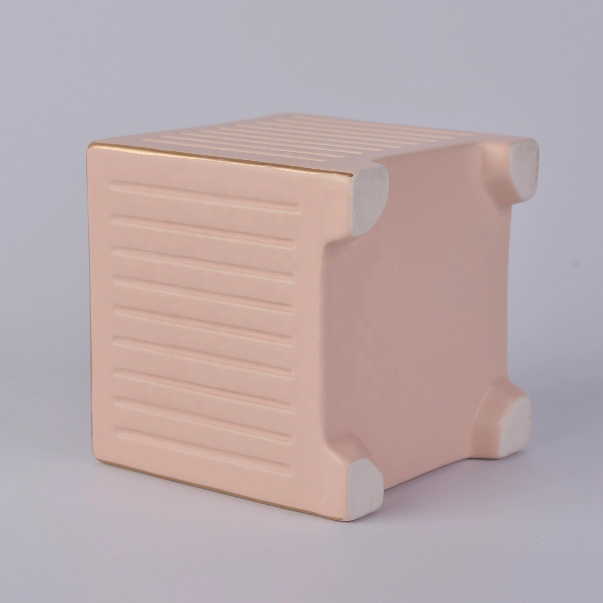 Sunny custom empty decorative pink square ceramic candle containers