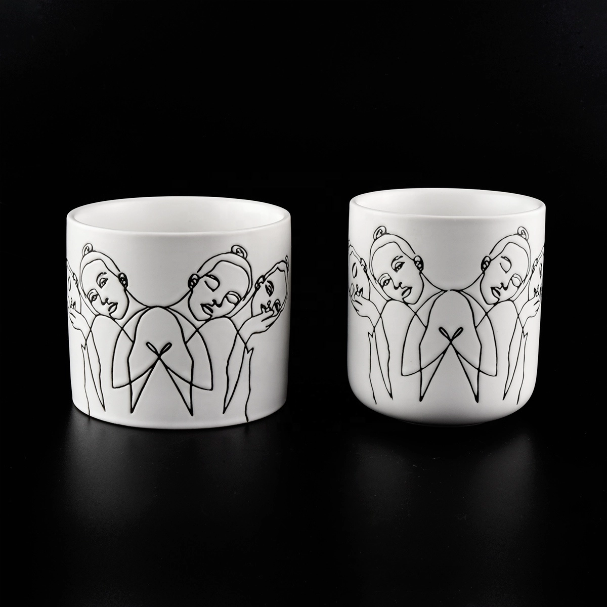 White onyx ceramic Candle holders/candle jar