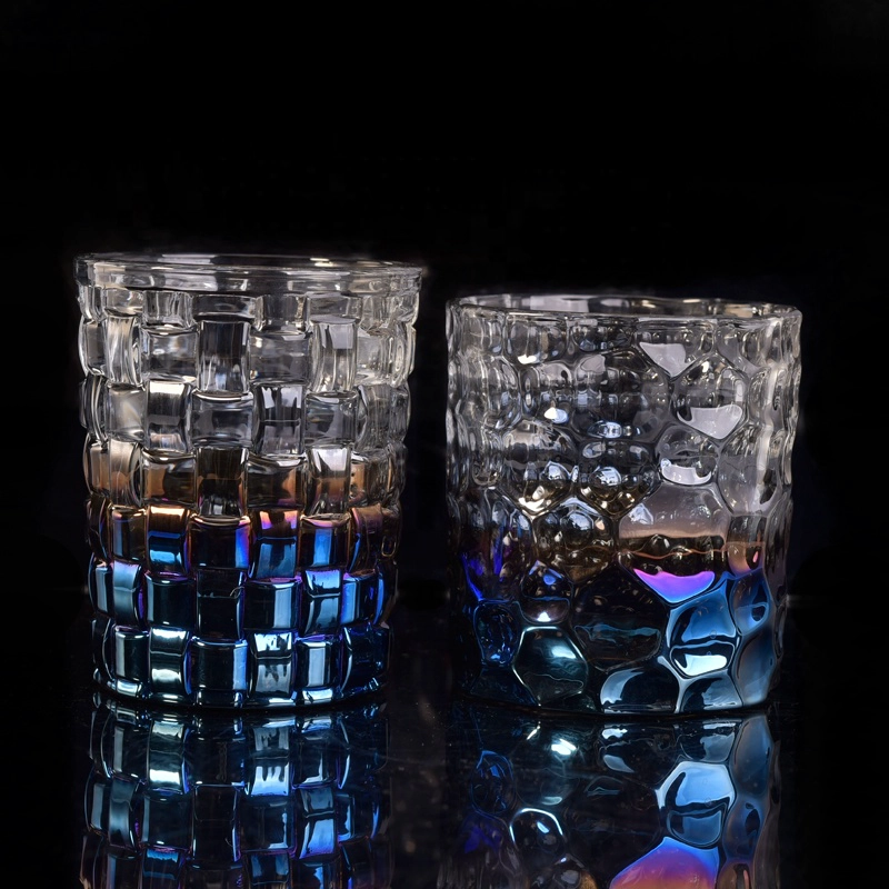 Clear custom candle cup embossed glass bottles home decor in bulk