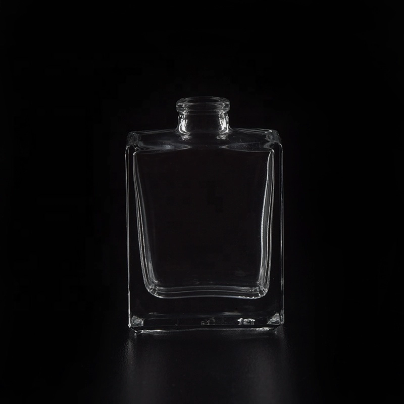 Transparent crystal square glass container double wall essential perfume spray bottle factory