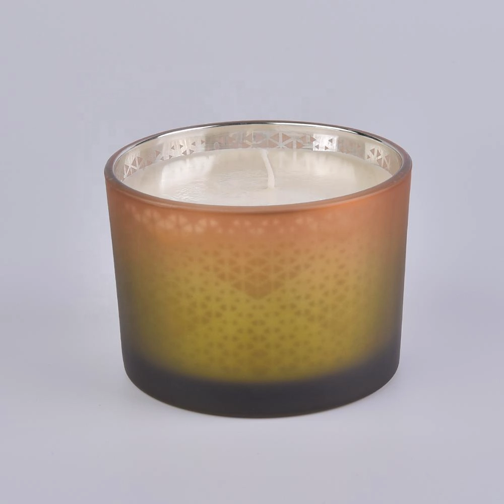 Sunny luxury gold matte glass candle jars with wood lid