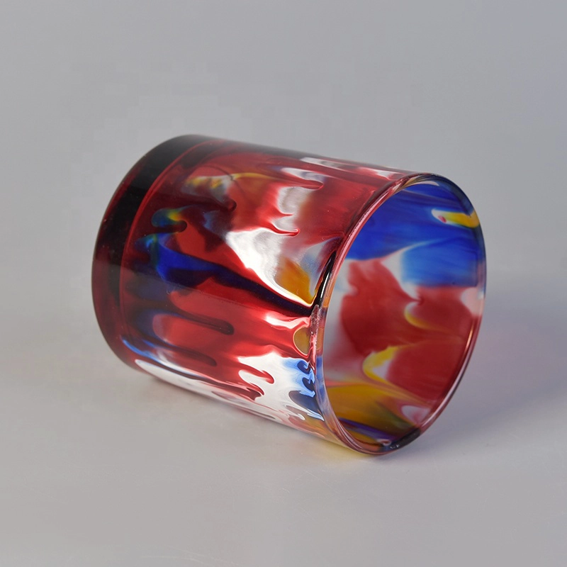 300ml Wholesales cylinder glass candle iridescent jars in bulk