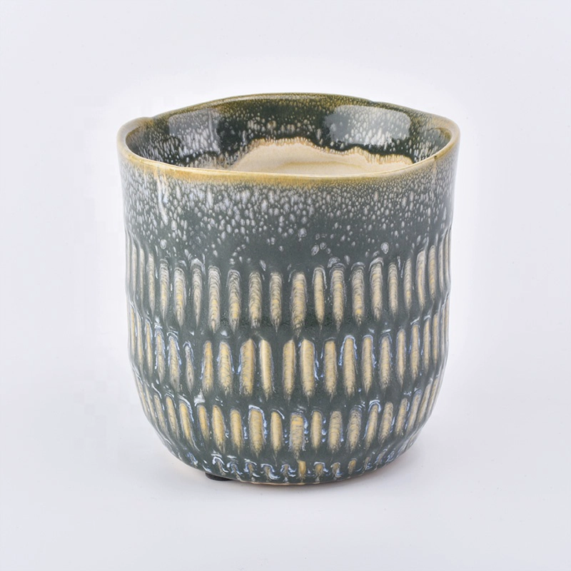 Personalised empty ceramic candle jars for luxury candle making iridescent vessel home decoration
