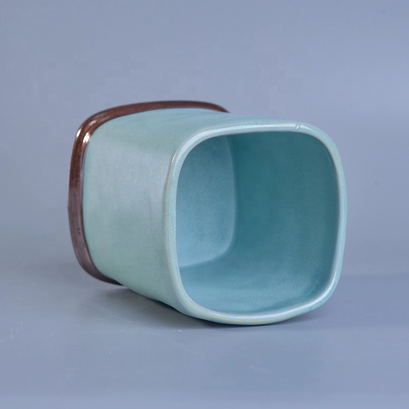 Square ceramic candle holder decorative candle cups