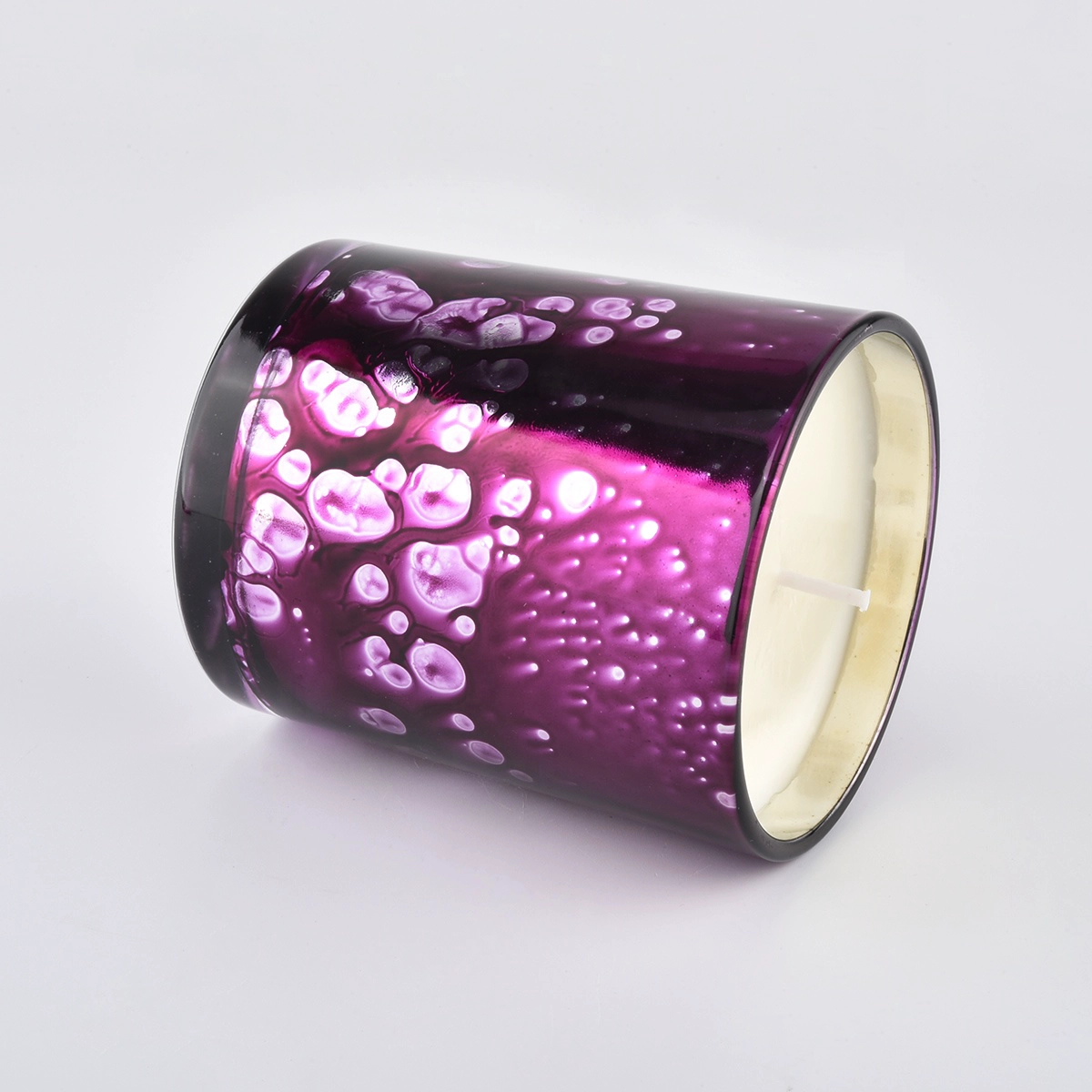 candle jars glass lid pink and gold with bubble effect candle holder
