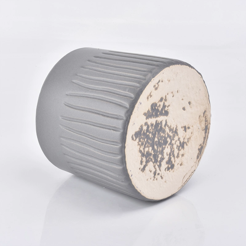 Dark gray cylinder ceramic candle holder