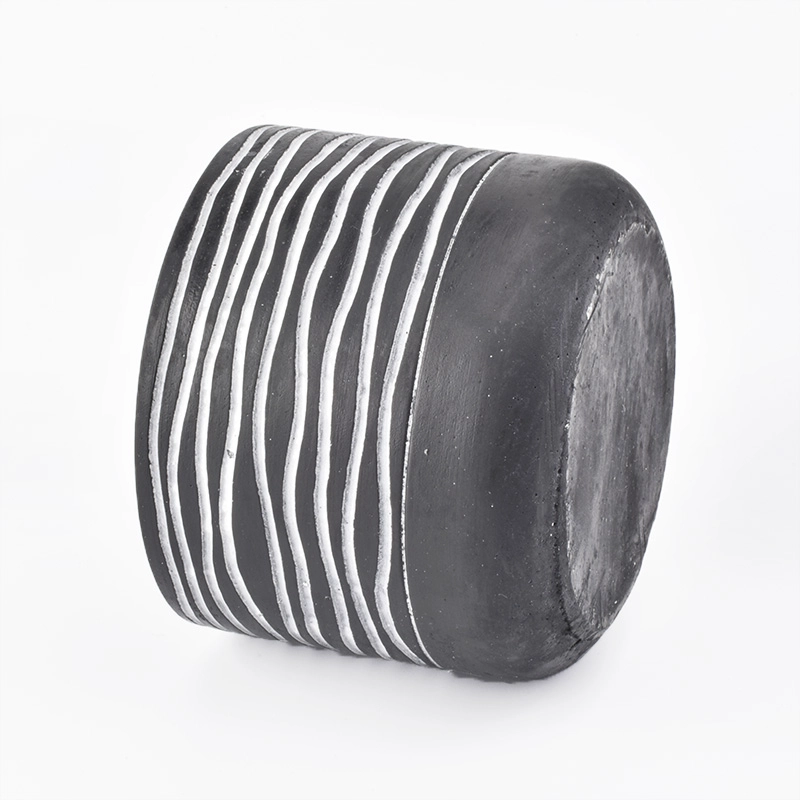Unique luxury matte black 400ml concrete candle jars for home decor